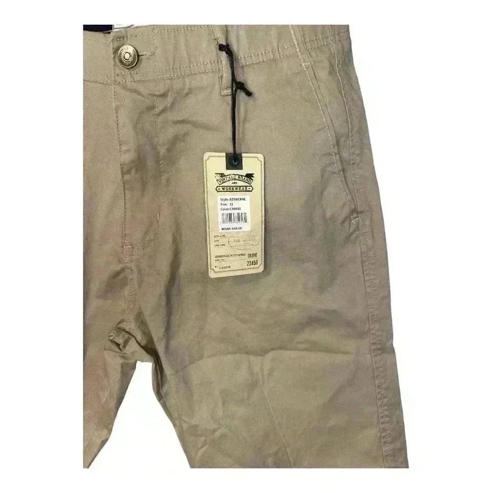 Alexander Julian Mens Slim Fit Khaki Chino Shorts, Size 32‎